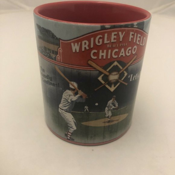 Wrigley Field Chicago Cubs Baseball Vintage Sign Built 1914 Mug Let’s Play Ball